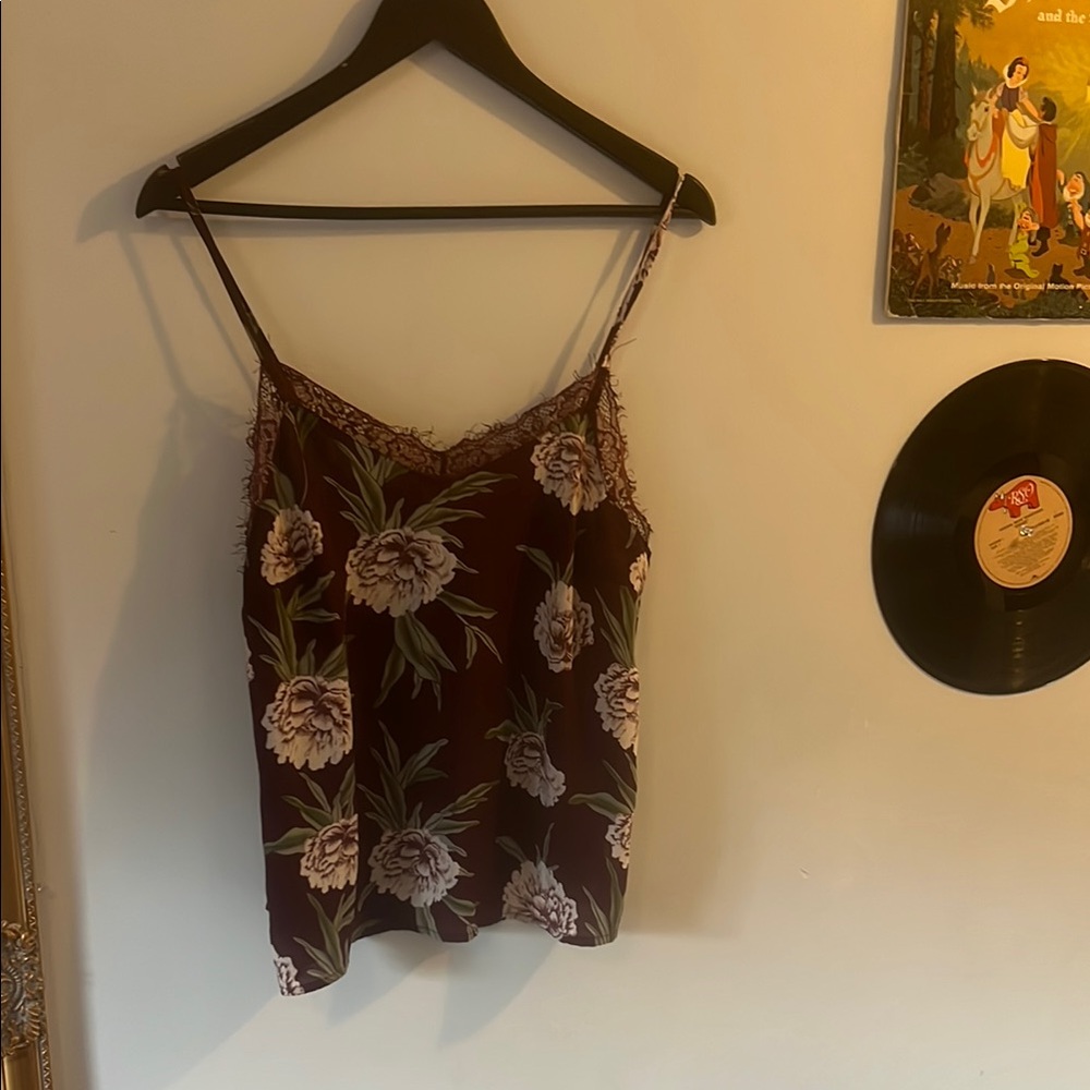 Floral Lace Trim Camisole Top